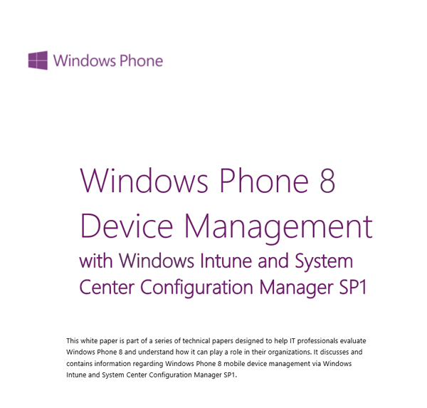 微软发布Windows Phone 8设备管理白皮书